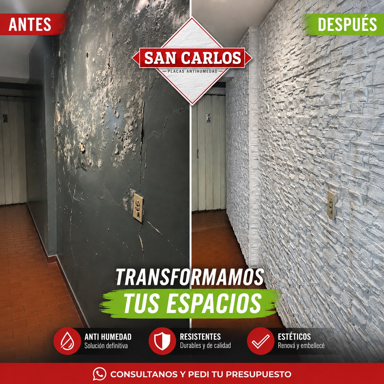 Antes y después - humedad eliminada
